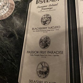 The Botanist - Summer specials drink menu - Cocktail Bars Near Me - Bakersfield, California