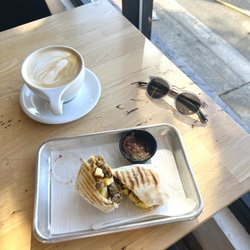 Brass Horn Coffee Roasters - Latte, breakfast burrito