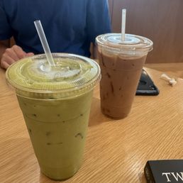 Iced Matcha and Iced Mocha (both medium) Iced Matcha and Iced Mocha (both medium)