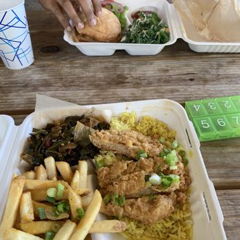 Pure Soul - Chicken Fried Chkn Strips & Rice Plate Hot Hunty Kind Chkn Sandwich - Fast Food Near Me - Durham, North Carolina Pure Soul - Chicken Fried Chkn Strips & Rice Plate Hot Hunty Kind Chkn Sandwich - Fast Food Near Me - Durham, North Carolina