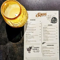 RAYO Bar & Lounge - Menu