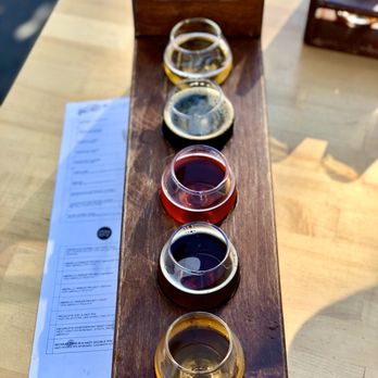 The Bruery - Beer Flight: Ruekeller-Helles, Oatmeal Cookie Pastry Stout, Frucht: Boysenberry, Oude Tart, & The Vine - Breweries Near Me - Placentia, California