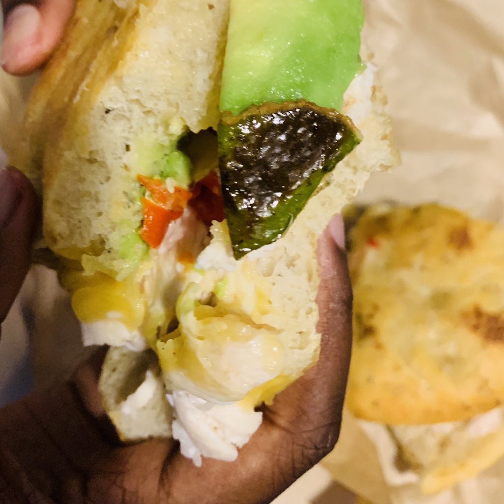 Panera Bread - Chipotle Chicken Alvacado Sandwich with a piece of hull on the Alvacado that's not for consumption - Sandwiches Near Me - Stroudsburg, Pennsylvania
