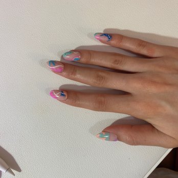 The Nail Boss - Wanted an abstract art look, gave her a photo for inspo and she freestyled. Cute summery abstract art - Nail Salons Near Me - Stanton, California The Nail Boss - Wanted an abstract art look, gave her a photo for inspo and she freestyled. Cute summery abstract art - Nail Salons Near Me - Stanton, California