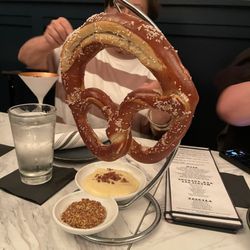 7 South Bottle + Kitchen - Bavarian pretzel! Was delicious. I had the mustard seeds and like a beer cheese with bacon bits.