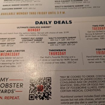 Red Lobster - The daily specials are enticing; especially unlimited shrimp on Mondays!! - Seafood Near Me - Greensboro, North Carolina