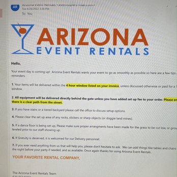 Arizona Event Rentals - Party Equipment Rentals Near Me - Phoenix, Arizona