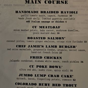 Church and Union - Menu as of March 2025 - New American Near Me - Denver, Colorado