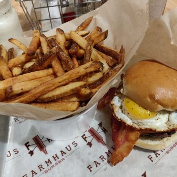 Farmhaus Burger - the FARMSTYLE --- Sunny Side Up Local Farm Egg, Heirloom Smoked Bacon, Smoked Gouda Cheese, Duke's Mayo - Burgers Near Me - Augusta, Georgia Farmhaus Burger - the FARMSTYLE --- Sunny Side Up Local Farm Egg, Heirloom Smoked Bacon, Smoked Gouda Cheese, Duke's Mayo - Burgers Near Me - Augusta, Georgia