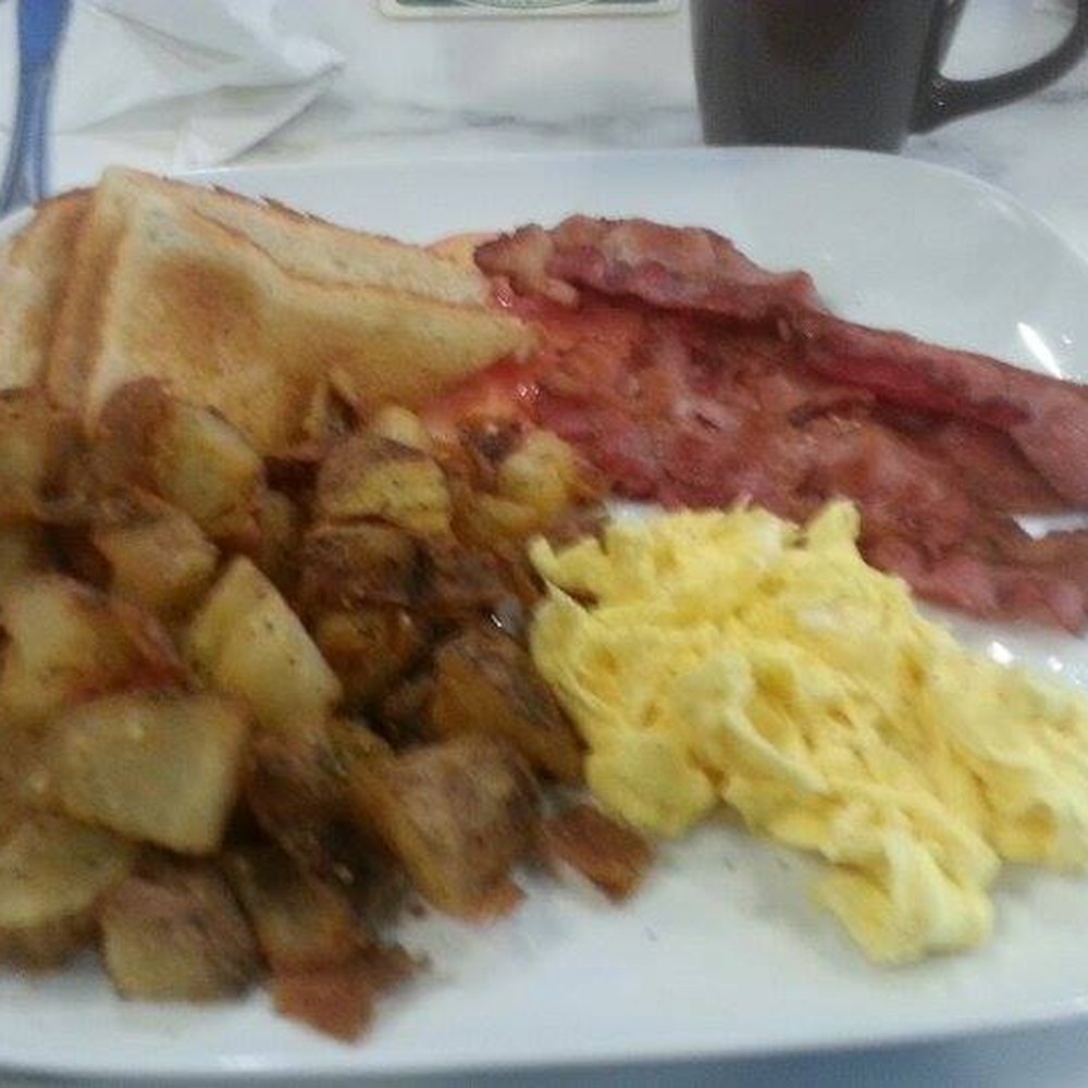 Frankie's - Frankies Original! $6.75 Two Eggs, Bacon, hash browns, Toast. Really good crispy hash browns and crispy bacon. - Breakfast & Brunch Near Me - Toronto, Ontario Frankie's - Frankies Original! $6.75 Two Eggs, Bacon, hash browns, Toast. Really good crispy hash browns and crispy bacon. - Breakfast & Brunch Near Me - Toronto, Ontario