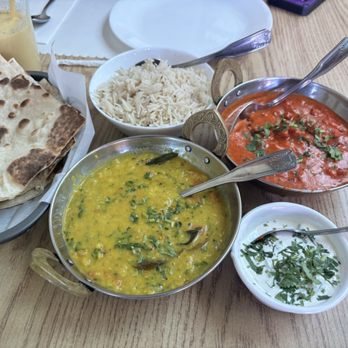 Mother India Restaurant - Butter chicken, dal, naan, raita, and rice. Pretty nice sized servings! - Indian Near Me - Chatsworth, California Mother India Restaurant - Butter chicken, dal, naan, raita, and rice. Pretty nice sized servings! - Indian Near Me - Chatsworth, California