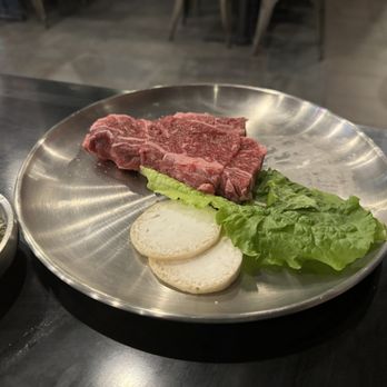 Rok Prime - Rib eye beef and disks of mushroom. Steak came pre sliced. - Korean Near Me - Boynton Beach, Florida Rok Prime - Rib eye beef and disks of mushroom. Steak came pre sliced. - Korean Near Me - Boynton Beach, Florida