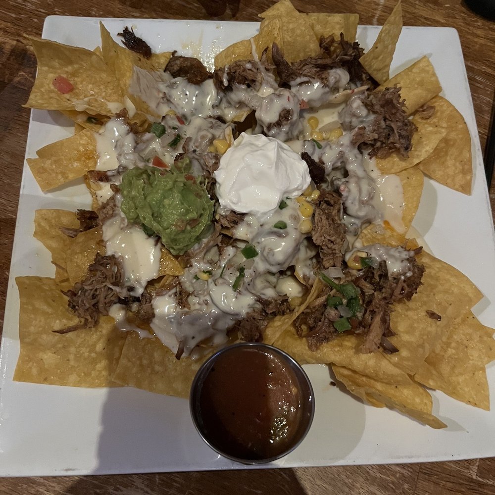 Pork nachos! Yum! Pork nachos! Yum!