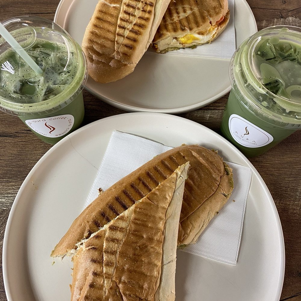 Aura Coffee Roasters - Tuna Pesto Panini Sandwich Egg and Cheese Sandwich - Coffee & Tea Near Me - Linden, New Jersey Aura Coffee Roasters - Tuna Pesto Panini Sandwich Egg and Cheese Sandwich - Coffee & Tea Near Me - Linden, New Jersey