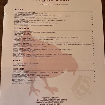 Royal Hen - Menu from May 2021 - American Near Me - Newport Beach, California Royal Hen - Menu from May 2021 - American Near Me - Newport Beach, California