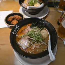 Ultra spicy ramen level 2 Sapporo beer Tori Kaarage Ultra spicy ramen level 2 Sapporo beer Tori Kaarage
