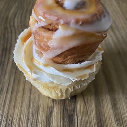 a pastry with icing a pastry with icing