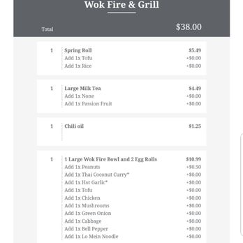 Wok Fire & Grill - $38... $45 with tip - Asian Fusion Near Me - Tucson, Arizona