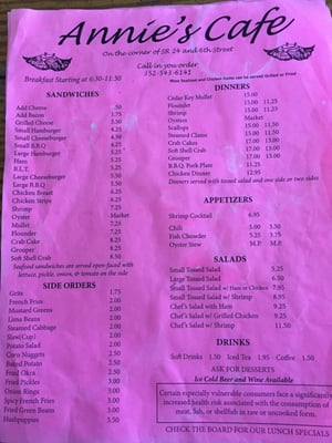 Menu photo 7 Annie's Cafe Cedar Key, FL Menu photo 7 Annie's Cafe Cedar Key, FL
