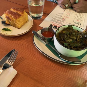 Grann Restaurant - This appetizer was the sweet potato  cornbread and greens! It's a must to order it was so delicious! - Cajun/Creole Near Me - Tacoma, Washington