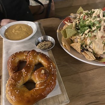 Kardinal Hall - Jumbo Bavarian Pretzel and nachos - Beer Gardens Near Me - Charlottesville, Virginia