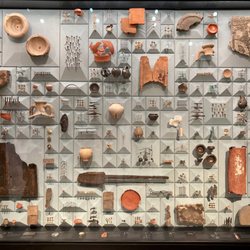 Temple of Mithras - Mounted collection of artefacts excavated from the site during its reconstruction and the building of the Bloomberg offices in 2014-16.