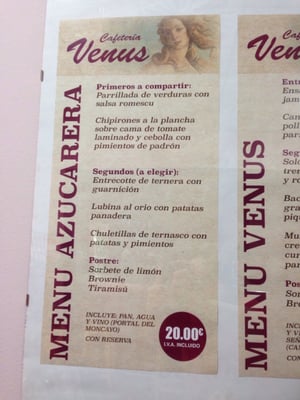 Menu photo 3 Cafeteria Venus Zaragoza, Z Menu photo 3 Cafeteria Venus Zaragoza, Z