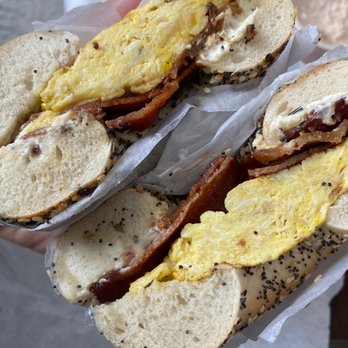 Proper Bagel - Rosemary Garlic Cream Cheese & Egg and crispy bacon - Bagels Near Me - Nashville, Tennessee Proper Bagel - Rosemary Garlic Cream Cheese & Egg and crispy bacon - Bagels Near Me - Nashville, Tennessee