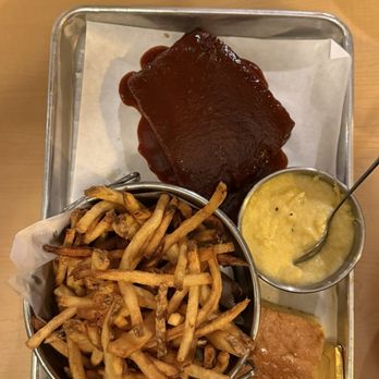 BJ's Nevada Barbecue - 3 Three Pork Ribs With Cheddar Grits and Home Fries - Barbeque Near Me - Sparks, Nevada BJ's Nevada Barbecue - 3 Three Pork Ribs With Cheddar Grits and Home Fries - Barbeque Near Me - Sparks, Nevada
