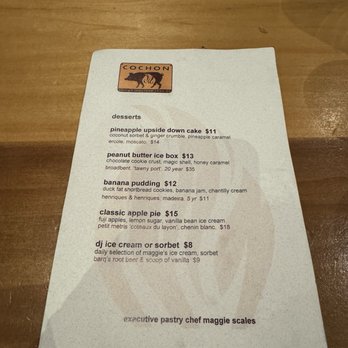 Cochon RESTAURANT - Dessert menu - Cajun/Creole Near Me - New Orleans, Louisiana