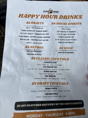 Menu photo 8 7 Monks Taproom Grand Rapids, MI