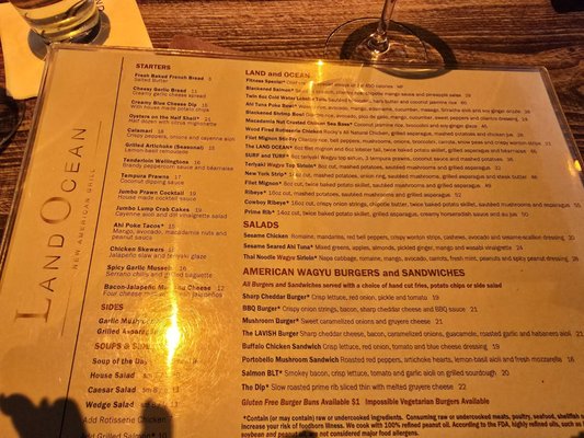 Menu photo 1 Land Ocean Restaurant Reno Reno, NV
