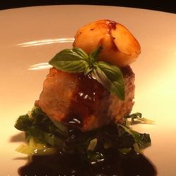 Bistro73 - Tasty pork beely and Scallops special with a Palm Sugar spiced Jus