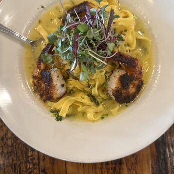 Next Door Beach Bistro - Fettuccine with Jumbo Shrimp - Seafood Near Me - Flagler Beach, Florida Next Door Beach Bistro - Fettuccine with Jumbo Shrimp - Seafood Near Me - Flagler Beach, Florida