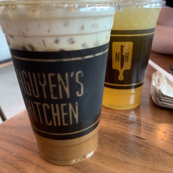Nguyen's Kitchen - Vietnamese Ice Coffee & Peach & Lychee Green Tea - Asian Fusion Near Me - Santa Ana, California Nguyen's Kitchen - Vietnamese Ice Coffee & Peach & Lychee Green Tea - Asian Fusion Near Me - Santa Ana, California