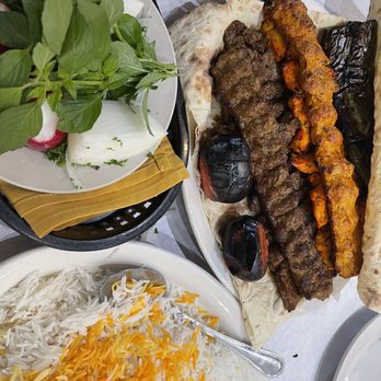 Raffi's Place - Chicken Koobideh Kabob, Soltani Kabob, long grain rice - Middle Eastern Near Me - Glendale, California Raffi's Place - Chicken Koobideh Kabob, Soltani Kabob, long grain rice - Middle Eastern Near Me - Glendale, California