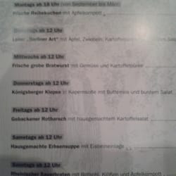 Restaurant Alter Bahnhof - Die Wochenkarte