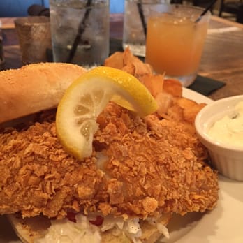 Turners - Cornflake crusted grouper sandwich with homemade chips... Melts in your mouth! - New American Near Me - Leesburg, Florida Turners - Cornflake crusted grouper sandwich with homemade chips... Melts in your mouth! - New American Near Me - Leesburg, Florida