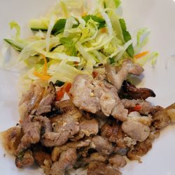Viet Cuisine - Vermicelli bowl with pork and fish sauce. Way too much chewy rind in the pork.
