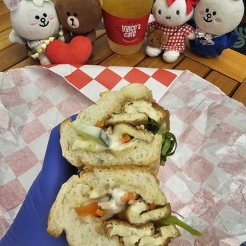 Vince’s Cafe - Peach iced tea and inside of the Tofu Banh Mi... - Cafes Near Me - Honolulu, Hawaii Vince’s Cafe - Peach iced tea and inside of the Tofu Banh Mi... - Cafes Near Me - Honolulu, Hawaii