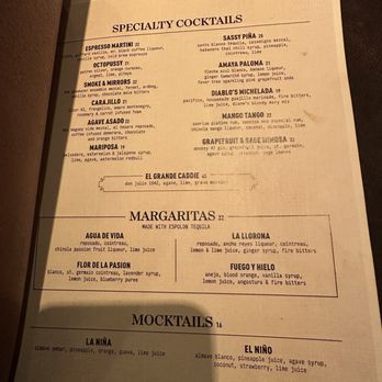 Amaya Modern Mexican - Drink menu - Mexican Near Me - Las Vegas, Nevada