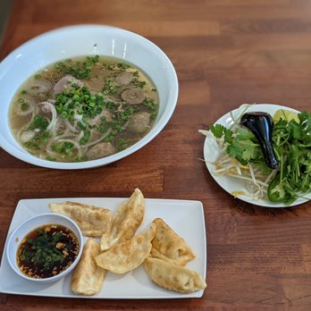 Pho Chau - 17 - beef and meatball pho, with fried chicken dumplings - Vietnamese Near Me - Rochester, Minnesota Pho Chau - 17 - beef and meatball pho, with fried chicken dumplings - Vietnamese Near Me - Rochester, Minnesota
