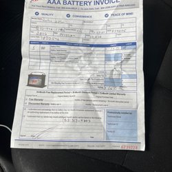AAA - Automobile Club of Southern California - This is the invoice I received from the scammer AAA technician that put the wrong battery in my car.