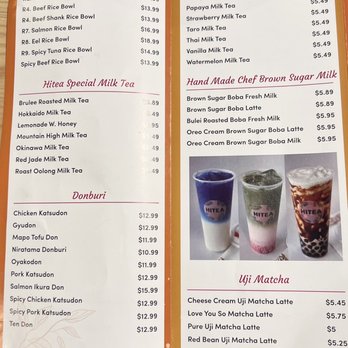HITEA - Menu - Ramen Near Me - Chesterfield, Missouri