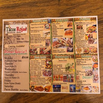 Tacos Rojas - a menu for tacos rojas - Mexican Near Me - Vinton, Virginia