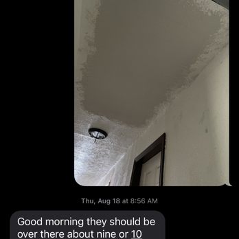 Parrott Handyman Services - Text showing issue of unpainted ceiling and existing light fixture not being reattached - Plumbing Near Me - Merritt Island, Florida Parrott Handyman Services - Text showing issue of unpainted ceiling and existing light fixture not being reattached - Plumbing Near Me - Merritt Island, Florida