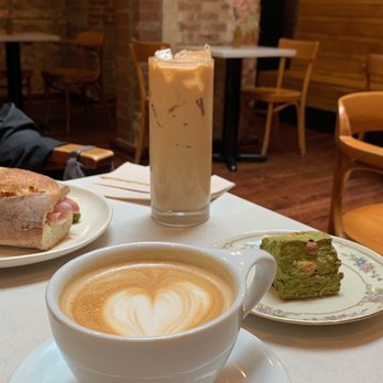 Pavé - Cardemon Maple latte, iced latte, matcha white chocolate scone, Jambon Beurre sandwich - Bakeries Near Me - New York, New York Pavé - Cardemon Maple latte, iced latte, matcha white chocolate scone, Jambon Beurre sandwich - Bakeries Near Me - New York, New York