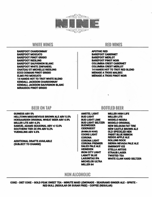 Menu photo 8 Bar Nine Greensburg, PA Menu photo 8 Bar Nine Greensburg, PA