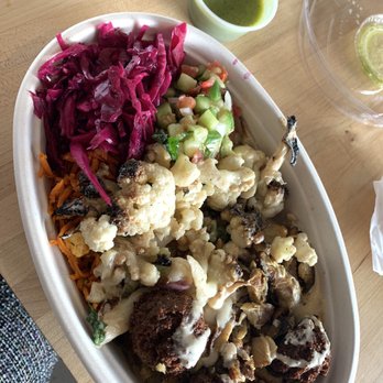 Sababa - Bowl with a protein and three salads. - Mediterranean Near Me - San Francisco, California Sababa - Bowl with a protein and three salads. - Mediterranean Near Me - San Francisco, California