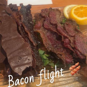 Bee's Knees Pub & Catering - Bacon flight (chocolate, candied, peppered) - Bars Near Me - Idaho Falls, Idaho Bee's Knees Pub & Catering - Bacon flight (chocolate, candied, peppered) - Bars Near Me - Idaho Falls, Idaho